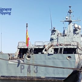 Lamaignere Shipping coordinates the technical call of the Spanish military ship Relámpago in Huelva