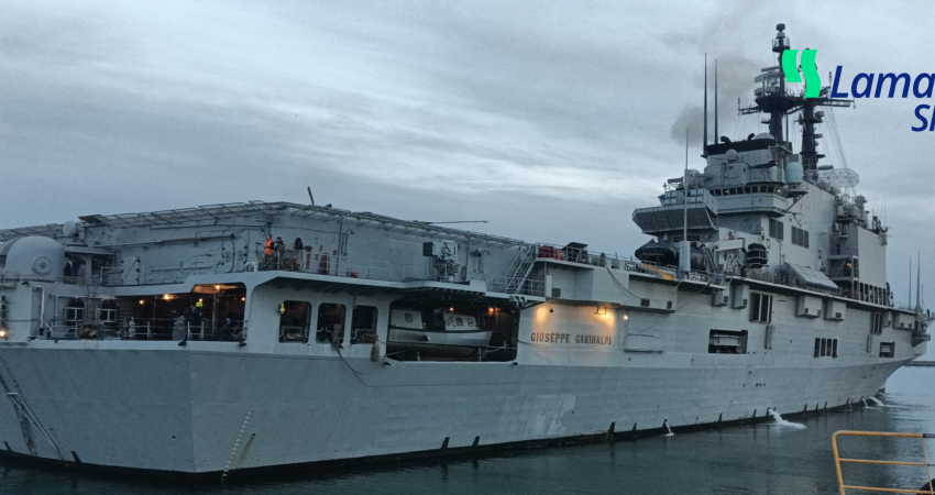 The Flagship of the Italian Navy Giuseppe Garibaldi, was in the port of Rota Last February 3 to 5.