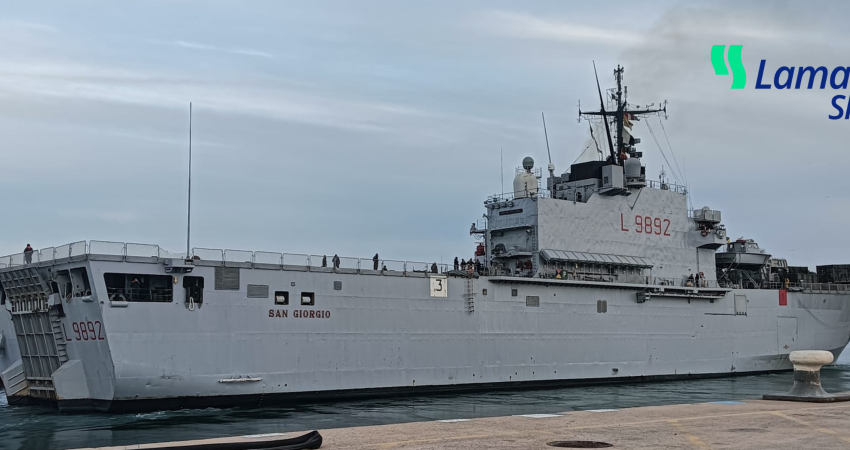 The iconic amphibious military ship of the Italian Navy San Giorgio, stopped at the port of Rota on February 3-5.