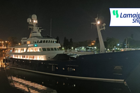 Seville welcomes the luxurious yacht ‘Cupani’ with the coordination by Lamaignere Shipping.