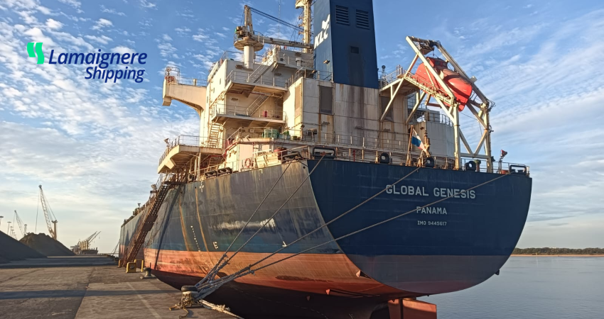 Lamaignere Shipping coordinates the unloading of clinker at the Port of Huelva with the vessel Global Genesis