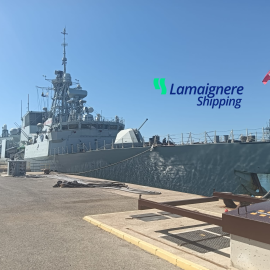 Lamaignere Shipping coordinates the operations of the military ship HMCS Charlottetown at the naval base in Rota